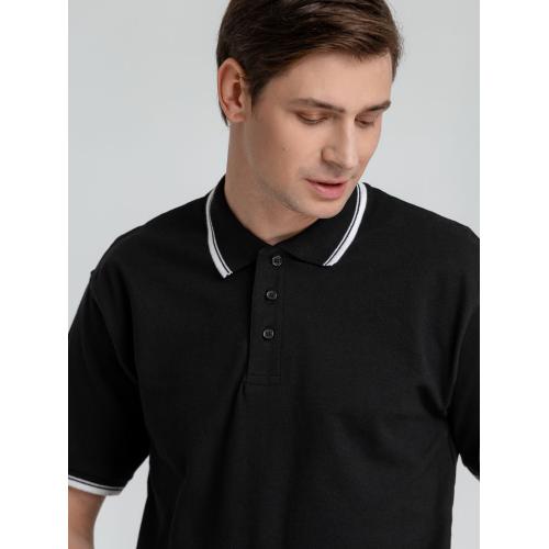 Рубашка поло мужская с контрастной отделкой Practice 270 черная; - купить подарки с логотипом в Воронеже