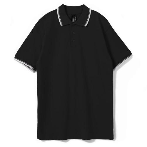Рубашка поло мужская с контрастной отделкой Practice 270 черная; - купить бизнесс-сувениры в Воронеже