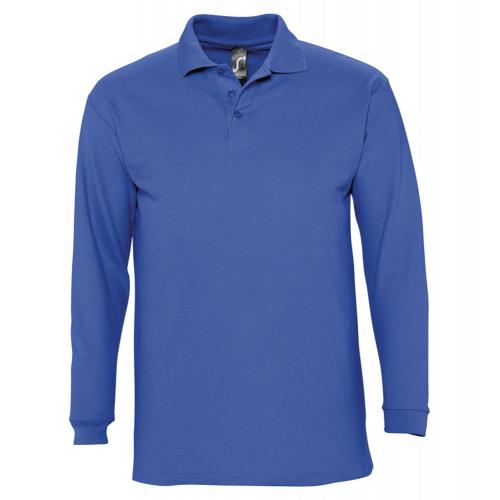 Рубашка поло мужская с длинным рукавом Winter II 210 ярко-синяя; - купить бизнесс-сувениры в Воронеже