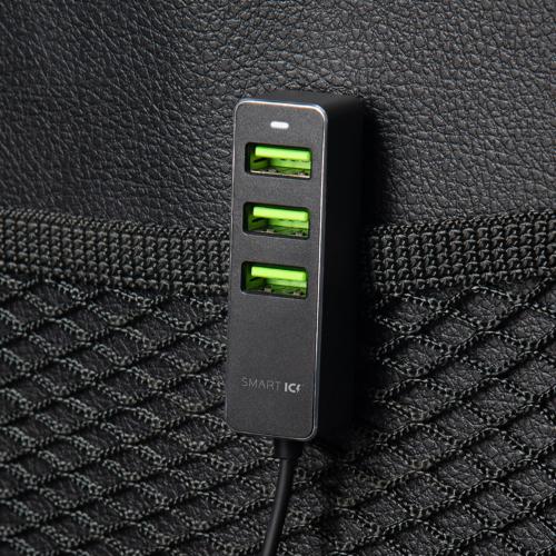 АЗУ 1 USB + 3 USB для пассажиров, QC 3.0, 7А, алюминий, графит; - купить необычные сувениры в Воронеже