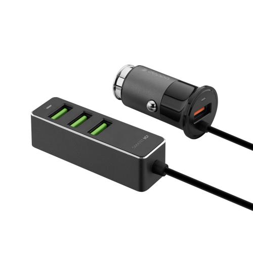 АЗУ 1 USB + 3 USB для пассажиров, QC 3.0, 7А, алюминий, графит; - купить необычные подарки в Воронеже