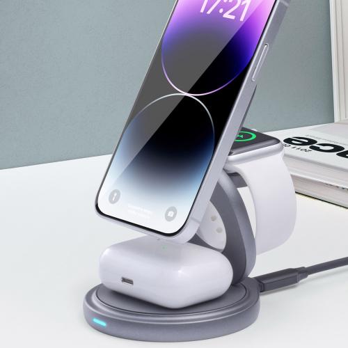 Беспроводная зарядная станция 3 в 1 MagSafe Rotation QI складная, графит; - купить необычные подарки в Воронеже