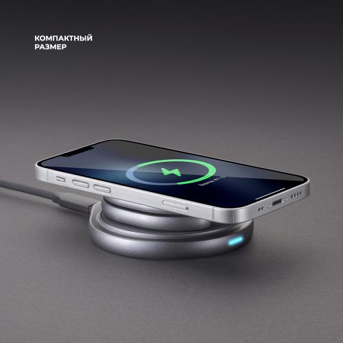 Беспроводная зарядная станция 3 в 1 MagSafe Rotation QI складная, графит; - купить подарки с логотипом в Воронеже