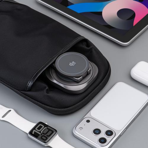 Беспроводная зарядная станция 3 в 1 QI2.2 Fold Power, Серая; - купить подарки с логотипом в Воронеже