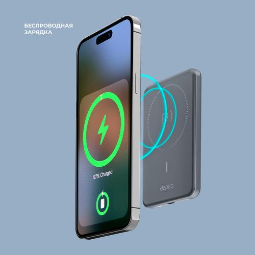 Внешний АКБ NRG MageSafe Alum 5000 мА-ч, 15Вт QI, серый; - купить именные сувениры в Воронеже