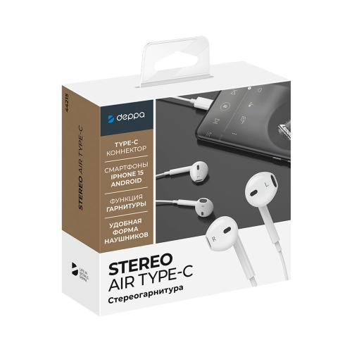 Стереогарнитура Stereo Air Type-C, белый; - купить подарки с логотипом в Воронеже