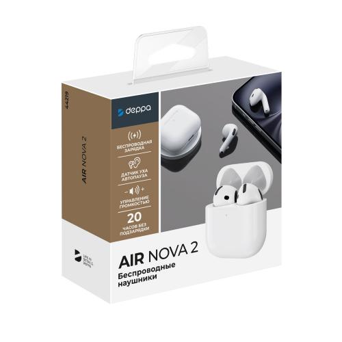 Беспроводные наушники с микрофоном Air Nova 2, TWS, BT5.4, 300 мАч, QI, белый; - купить подарки с логотипом в Воронеже