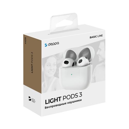 Беспроводные наушники с микрофоном Light Pods 3 , TWS, BT 5.4, 300 мАч, белый; - купить именные сувениры в Воронеже