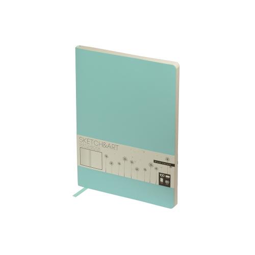 Скетчбук Sketch & Art в мягком переплете 179х250 мм, 80 л. бежевой бумаги 100 гр., мятный
