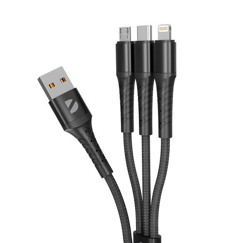 Дата-кабель Armor 3 в 1: micro USB, USB-C, Ligthning, 1.2м, черный; - купить необычные подарки в Воронеже