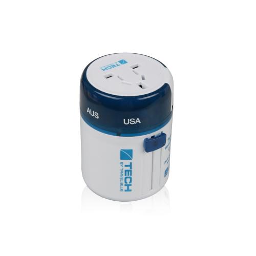 Адаптер с 2-умя USB-портами для зарядки Travel Blue Twist & Slide Adaptor голубой/белый; - купить необычные подарки в Воронеже