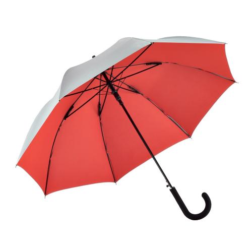Зонт-трость 7119 Double silver, полуавтомат, серебристый/красный