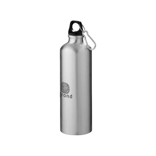 Алюминиевая бутылка для воды Oregon объемом 770 мл с карабином - Серебряный; - купить именные сувениры в Воронеже