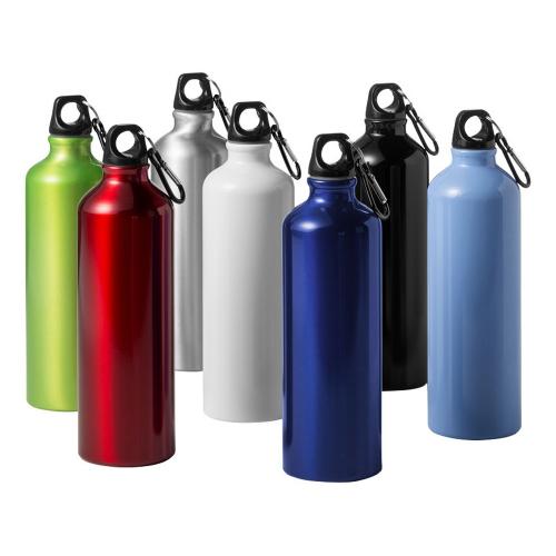 Алюминиевая бутылка для воды Oregon объемом 770 мл с карабином - сплошной черный; - купить необычные сувениры в Воронеже