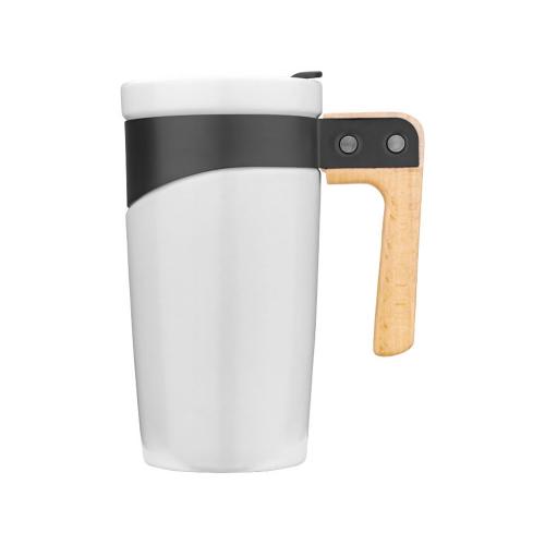 Керамическая кружка с ручкой из дерева Grotto; - купить подарки с логотипом в Воронеже