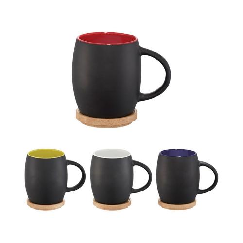 Керамическая чашка Hearth с деревянной крышкой-костером; - купить именные сувениры в Воронеже