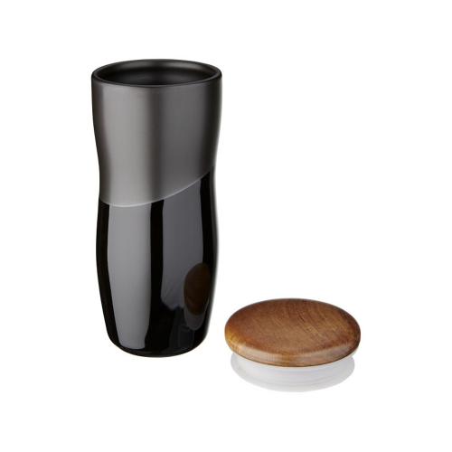 Двустенная керамическая термокружка Reno объемом 370 мл; - купить подарки с логотипом в Воронеже