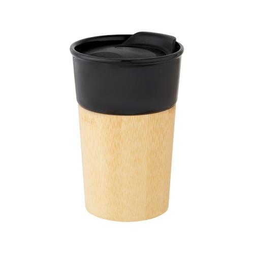 Фарфоровая кружка Pereira с бамбуковой внешней стенкой объемом 320 мл; - купить подарки с логотипом в Воронеже