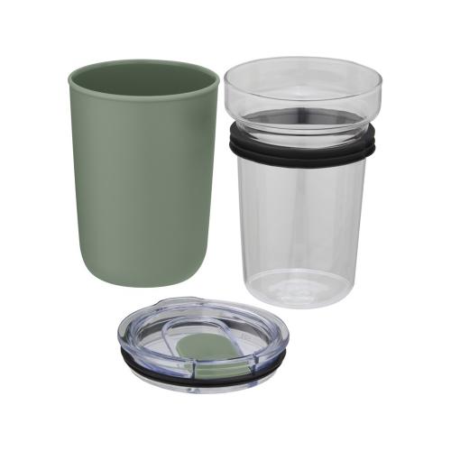 Bello, стеклянная кружка объемом 420 мл с внешней стенкой из переработанного пластика; - купить именные сувениры в Воронеже