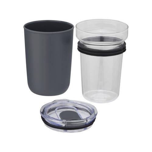 Bello, стеклянная кружка объемом 420 мл с внешней стенкой из переработанного пластика; - купить именные сувениры в Воронеже