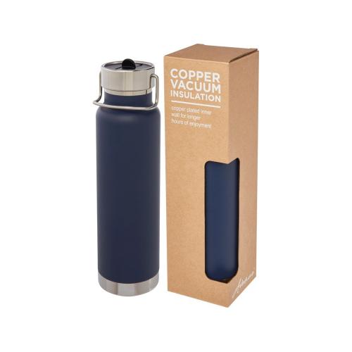 Спортивная бутылка Thor объемом 750 мл с медной обшивкой и вакуумной изоляцией, синий