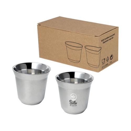 Duo набор чашек для эспрессо из нержавеющей стали, сертифицированный согласно RCS; - купить именные сувениры в Воронеже