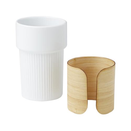 Fika стакан 340 мл с бамбуковым чехлом - Белый; - купить необычные сувениры в Воронеже