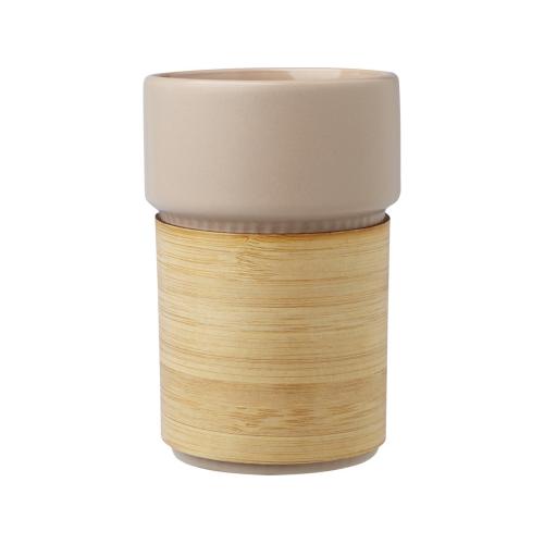 Fika стакан 340 мл с бамбуковым чехлом - бежевый овсяный; - купить необычные подарки в Воронеже