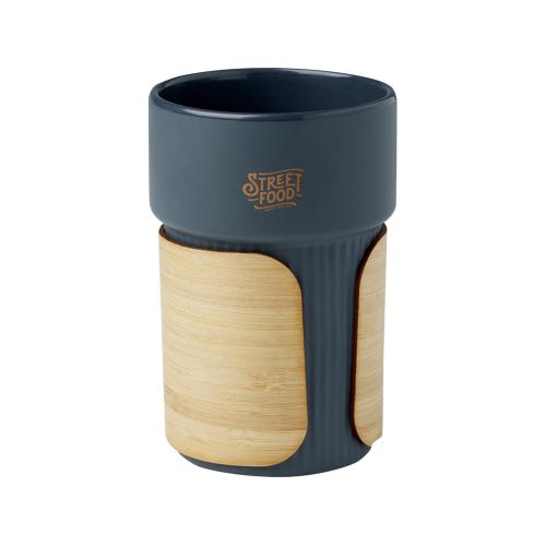 Fika стакан 340 мл с бамбуковым чехлом - Синий; - купить именные сувениры в Воронеже