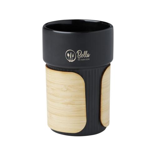 Fika стакан 340 мл с бамбуковым чехлом - сплошной черный; - купить именные сувениры в Воронеже