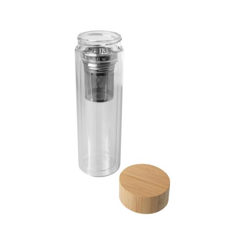 Bailey бутылка с емкостью для заваривания из борсиликатного стекла емкостью 400 мл с бамбуковой крышкой - прозрачный; - купить необычные сувениры в Воронеже