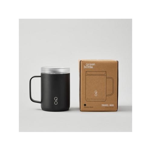 Ocean Bottle дорожная кружка-термос объемом 350 мл - Черный; - купить подарки с логотипом в Воронеже