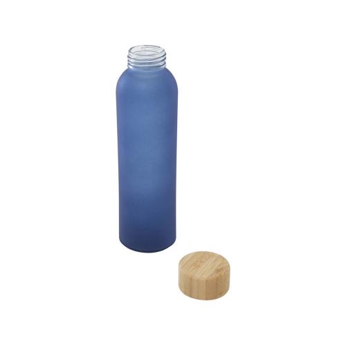 Lume бутылка из матового содово-известкового стекла объемом 500 мл с бамбуковой крышкой - Синий; - купить необычные сувениры в Воронеже