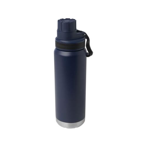 Бутылка для воды с вакуумной изоляцией Fortis/Фортис объемом 700 мл из меди и переработанной нержавеющей стали, сертифицированной по стандарту RCS, темно-синий