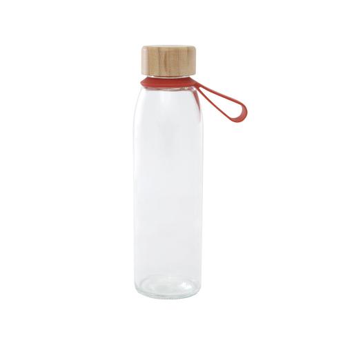 Стеклянная бутылка для воды Porto объемом 500 мл с силиконовой ручкой и бамбуковой крышкой - Brick; - купить необычные подарки в Воронеже