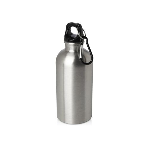 Одностенная бутылка для воды с карабином Oregon, изготовленная из нержавеющей стали, сертифицированной по стандарту RCS, объемом 400 мл - Серебряный