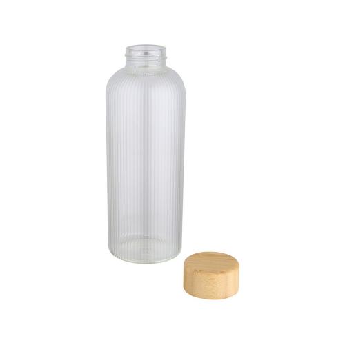 Бутылка Mirage из боросиликатного стекла объемом 650 мл с одинарными стенками и крышкой из бамбука - Прозрачный; - купить необычные сувениры в Воронеже