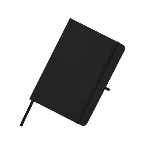 Teak блокнот А5 из переработан. материала в твердой обложке с линован. страницами - сплошной черный; - купить подарки с логотипом в Воронеже