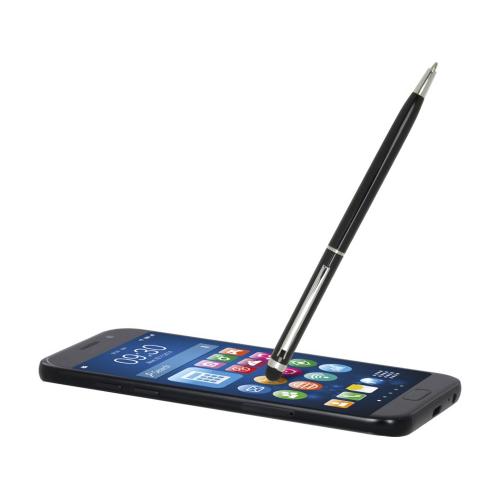 Шариковая ручка Ore алюминиевая со стилусом - сплошной черный; - купить именные сувениры в Воронеже