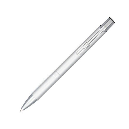 Кнопочная шариковая ручка Moneta из анодированного алюминия, синие чернила, серебристый