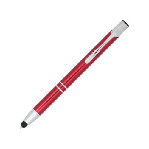 Шариковая кнопочная ручка-стилус Moneta из анодированного алюминия, красный