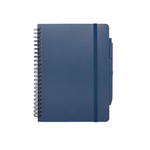 Блокнот Thalaasa формата А5 в твердой обложке из океанического пластика с шариковой ручкой - Синий; - купить необычные подарки в Воронеже