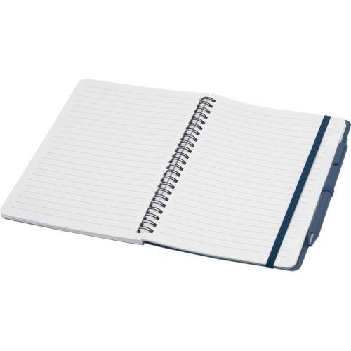 Блокнот Thalaasa формата А5 в твердой обложке из океанического пластика с шариковой ручкой - Синий; - купить именные сувениры в Воронеже