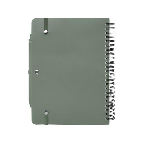 Блокнот Thalaasa формата А5 в твердой обложке из океанического пластика с шариковой ручкой - Зеленый яркий; - купить необычные сувениры в Воронеже