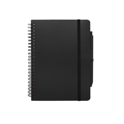 Блокнот Thalaasa формата А5 в твердой обложке из океанического пластика с шариковой ручкой - сплошной черный; - купить необычные подарки в Воронеже