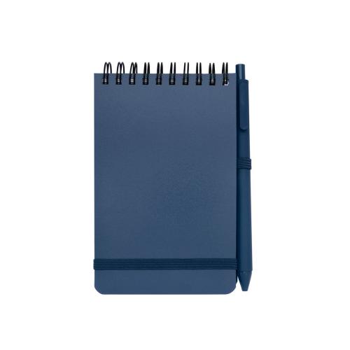 Блокнот Thalaasa формата А6 в твердой обложке из океанического пластика с шариковой ручкой - Синий; - купить необычные подарки в Воронеже