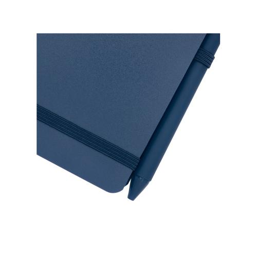 Блокнот Thalaasa формата А6 в твердой обложке из океанического пластика с шариковой ручкой - Синий; - купить подарки с логотипом в Воронеже