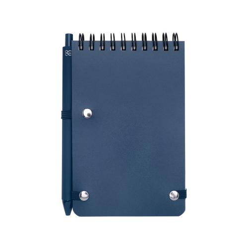 Блокнот Thalaasa формата А6 в твердой обложке из океанического пластика с шариковой ручкой - Синий; - купить необычные сувениры в Воронеже