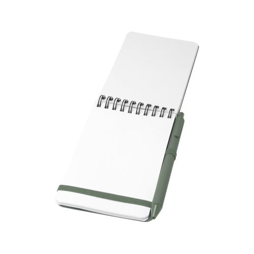 Блокнот Thalaasa формата А6 в твердой обложке из океанического пластика с шариковой ручкой - Зеленый яркий; - купить именные сувениры в Воронеже