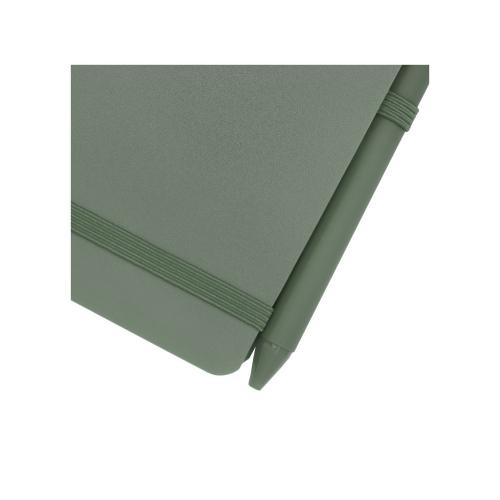 Блокнот Thalaasa формата А6 в твердой обложке из океанического пластика с шариковой ручкой - Зеленый яркий; - купить подарки с логотипом в Воронеже